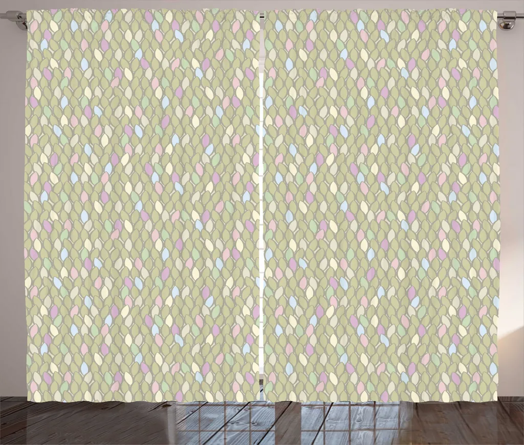 Rideau de salon universel à motifs feuilles d'automne 280 x 225 cm Kaki