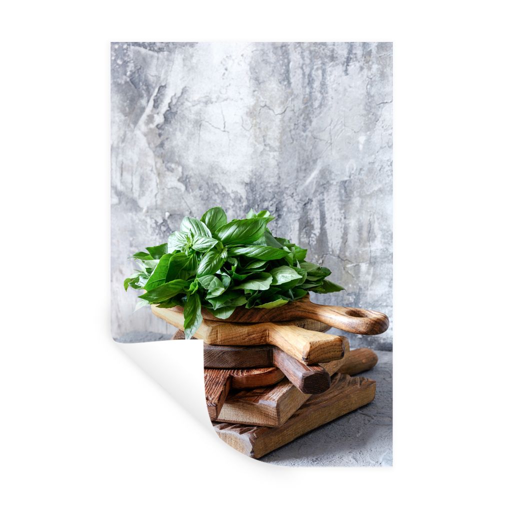 MuchoWow Wandtattoo Wandsticker Wandaufkleber Schneidebrett - Gewürze - Weiß 20x30 cm Selbstklebend und Repositionierbar - Sticker - Dekorfolie