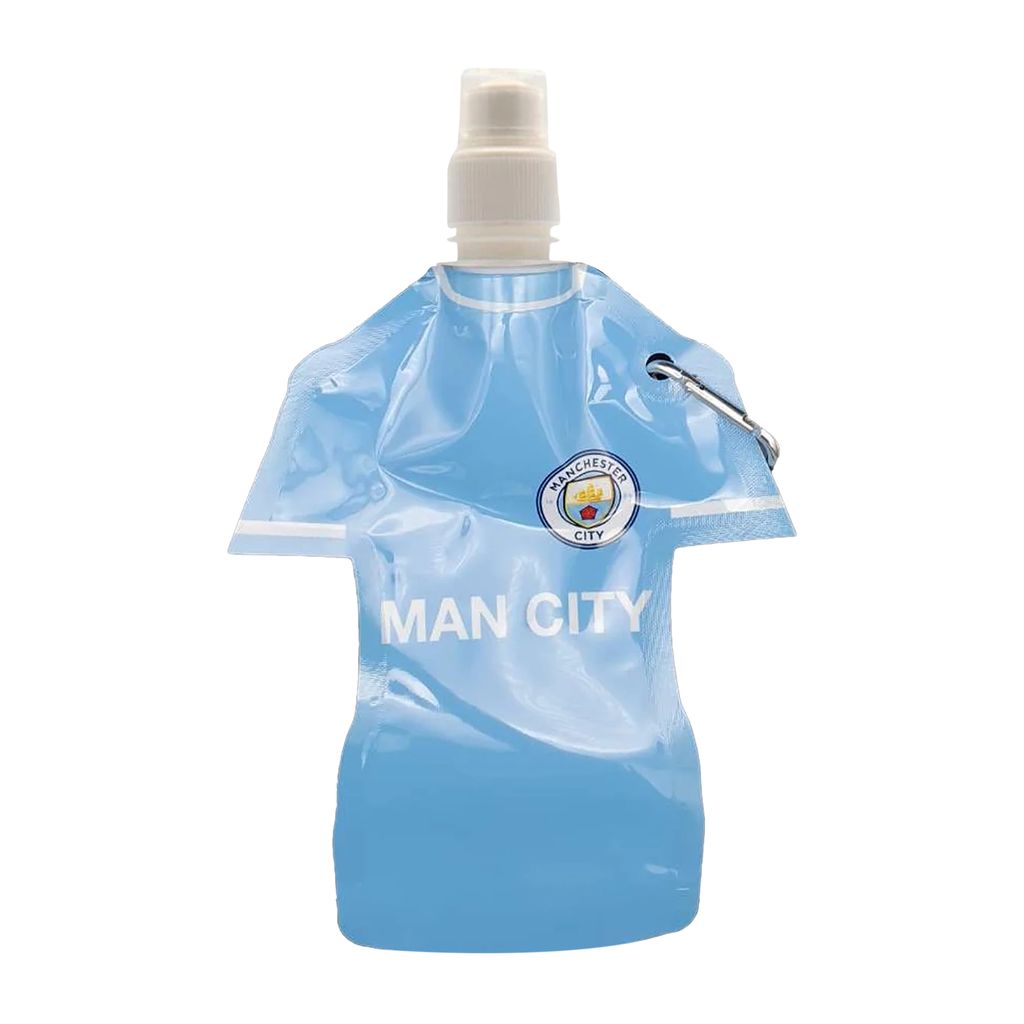 Manchester City FC - Wasserflasche, Flach BS683 (Einheitsgröße) (Hellblau/Weiß)