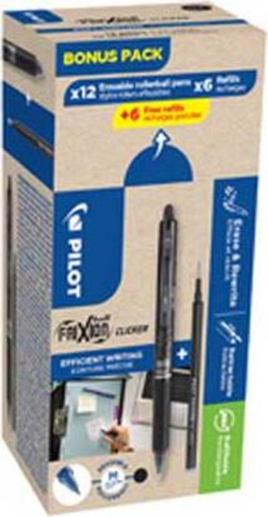 PILOT Tintenroller FRIXION BALL CLICKER 07 BONUS PACK schwarz 24er Set