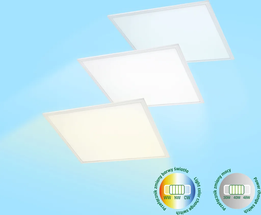 Panneau LED 60x60 blanc CCT réglable et puissance variable 30W à 48W