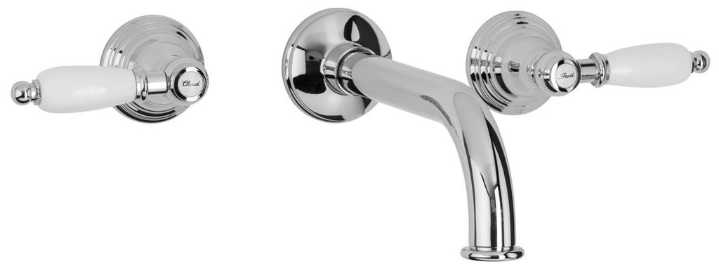 Herzbach ANAIS CLASSIC Waschtisch-Brückenbatterie Farbset Stilgriffe 210mm Chrom