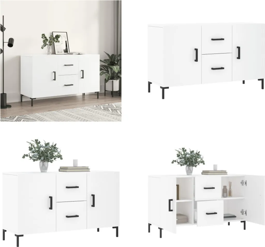 Credenza Bianco Lucido VidaXL 60x35x70 Cm | Mobile In Legno Multistrato Con Ante | Contenitore Per Soggiorno, Ingresso - 2