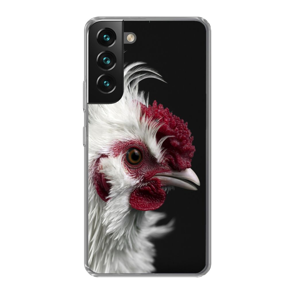 MuchoWow Handyhülle Schutzhülle Hülle für Samsung Galaxy S22 Huhn - Vogel - Schwarz Silikon Softcase Handy Hülle - Mobiltelefonhülle