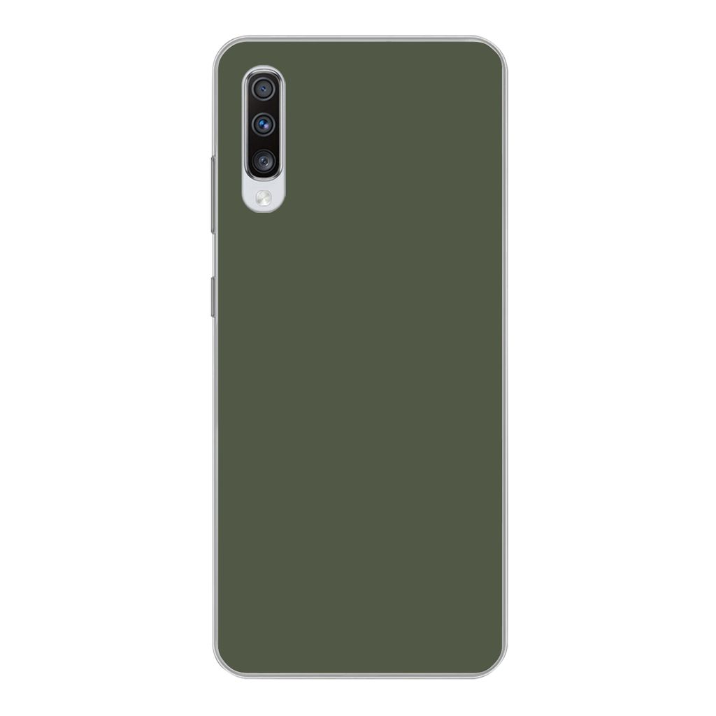 MuchoWow Handyhülle Schutzhülle Hülle für Samsung Galaxy A70 Grün - Olive - Farbe - Grün - Fest - Olivgrün Silikon Softcase Handy Hülle -...