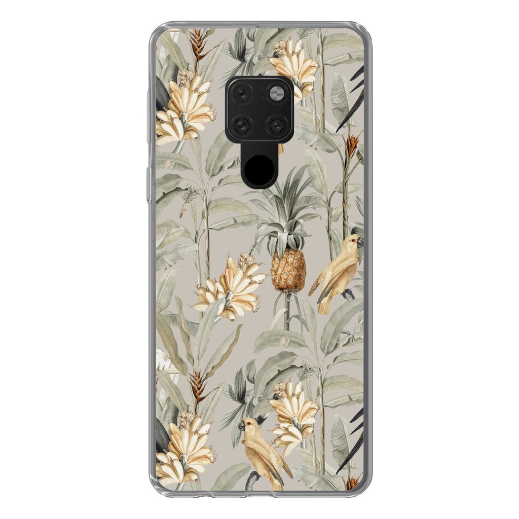 MuchoWow Handyhülle Schutzhülle Hülle für Huawei P40 Lite Blume - Ananas - Vogel Silikon Softcase Handy Hülle - Handy