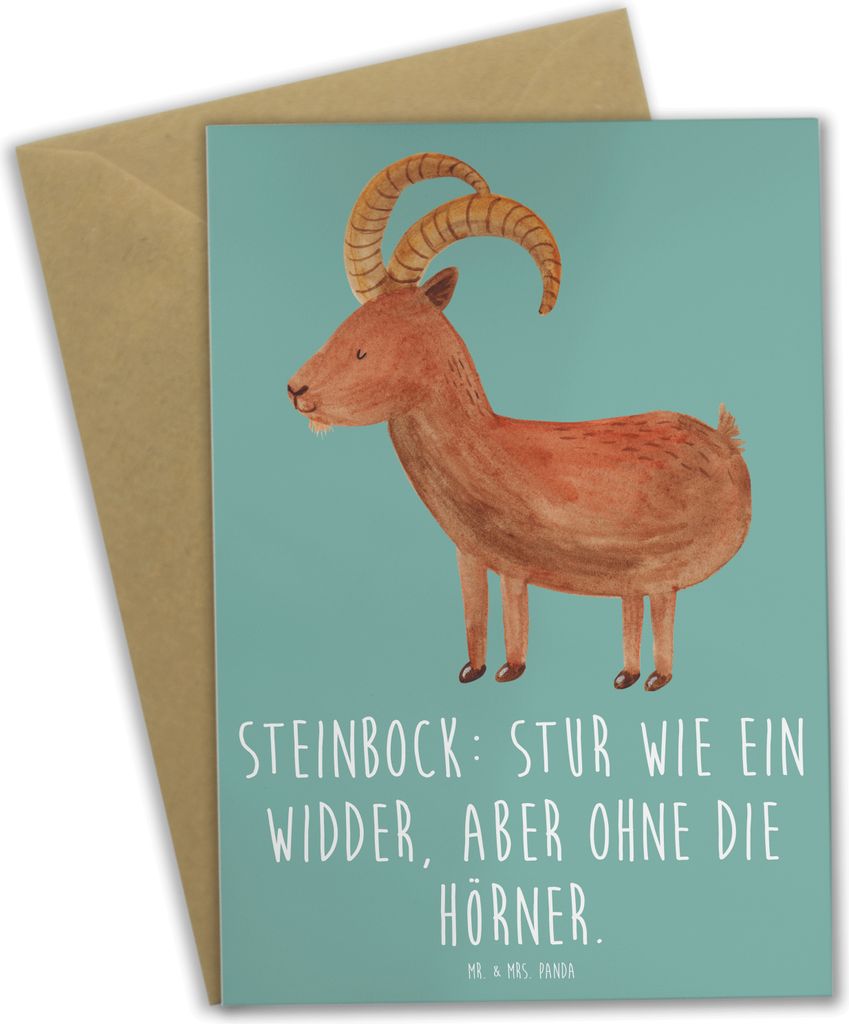 Mr. & Mrs. Panda babykarte Steinbock Entschlossen - Meeresbrise - Geschenk, aber ohne die Hörner, einladungskarten, Zielstrebigkeit, Horoskop, Gru...