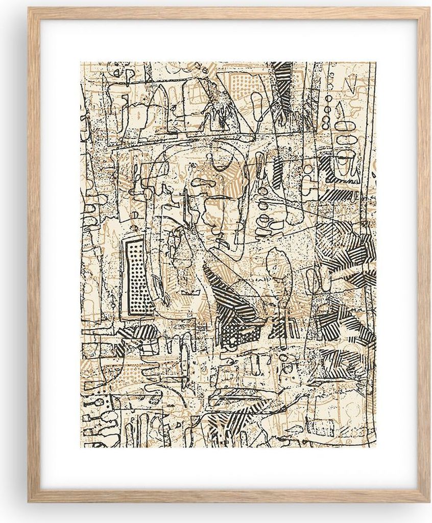 Gerahmtes Poster - Rahmen in heller Eiche - Graffiti Kritzeleien Zeichnen - 40x50 cm - Wand Bild - Wanddeko - Wandbilder - Kunstposter - Wandposter...