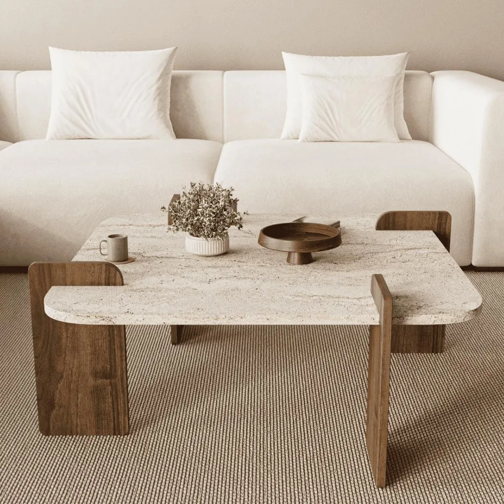 Table basse carrée sans angle pointu L90 cm pour salon sécurisé - 4