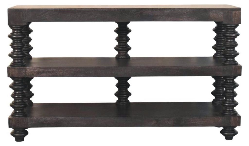 Artisan Furniture Spindelregal-Konsole aus Massivholz in Carbon Ash