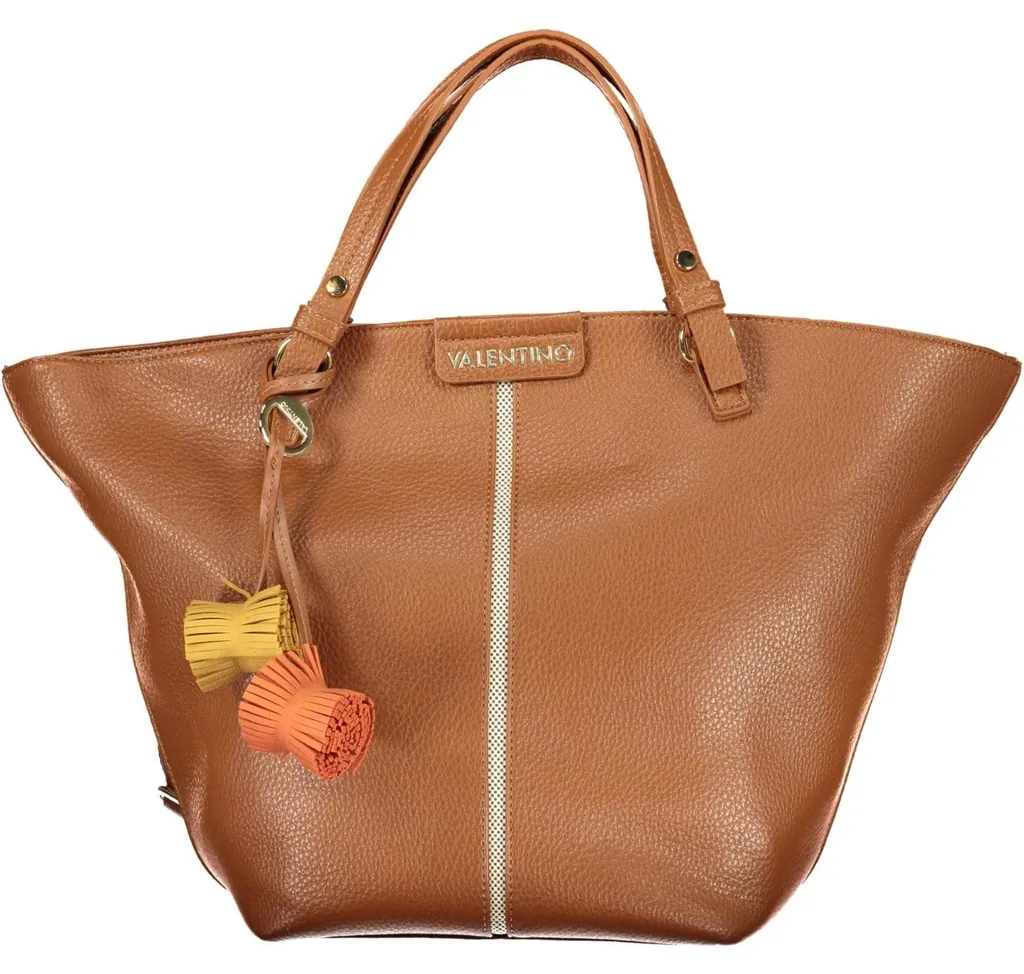 Grand sac à main de ville marron avec porte-clés et zip de sécurité chic