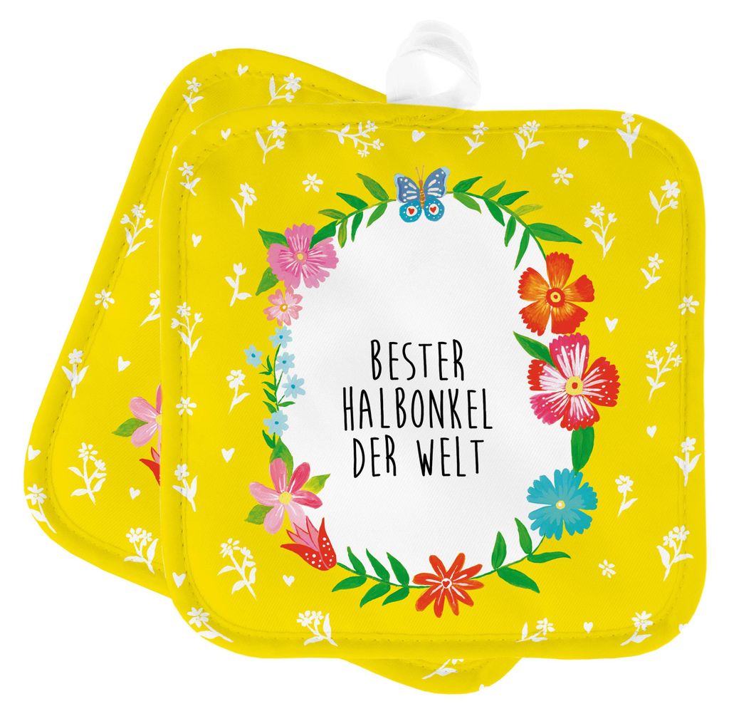 Mr. & Mrs. Panda Topflappen Halbonkel - Geschenk, Set, Stiefgeschwister, Topfuntersetzer, Familie, Stiefonkel, Stief, Ofenlappen, topfhalter, Kochl...