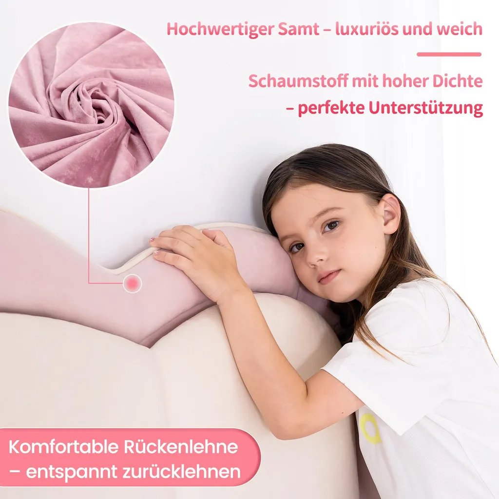 Lit LED Musical Rose 90x200 cm Design Nuage et Structure Suspendue - 5