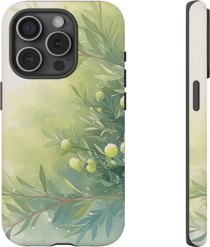 Grüne botanische Aquarell-Illustration – Hülle Kompatibel mit iPhone 15 Pro