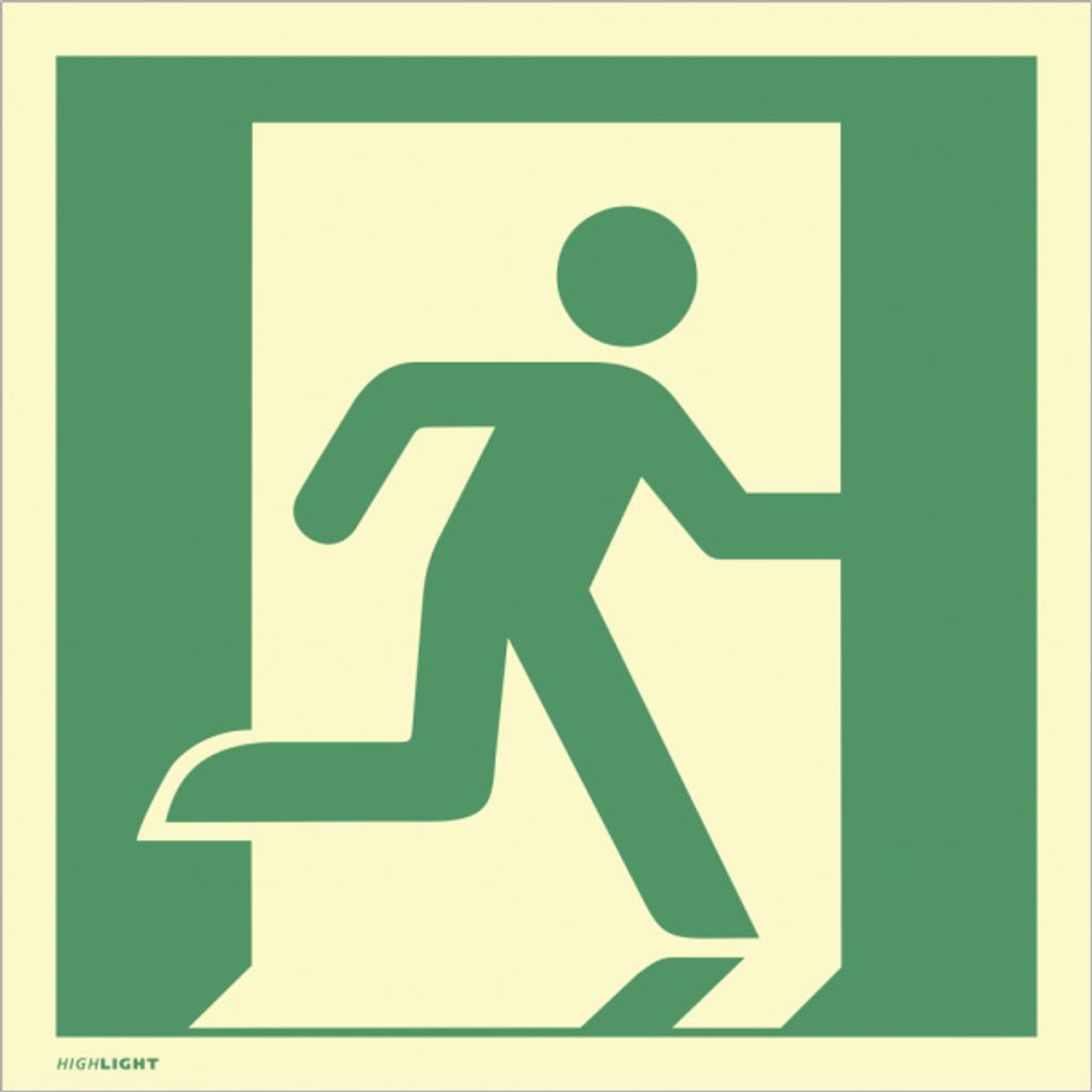 Dreifke Aufkleber Notausgang rechts, ISO 7010, PVC-U selbstklebend, nachleuc...