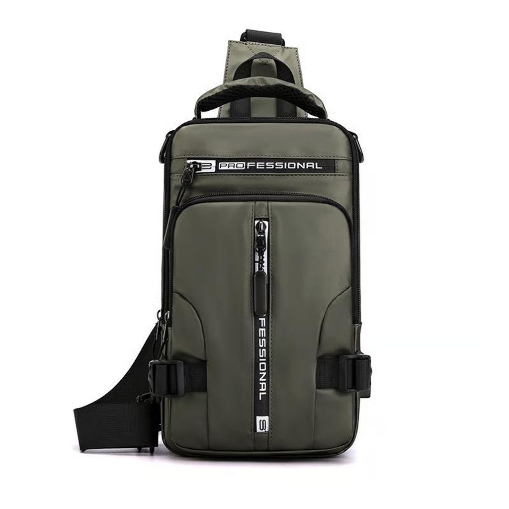 Borsa a tracolla in nylon impermeabile con ricarica USB Immagine del prodotto 