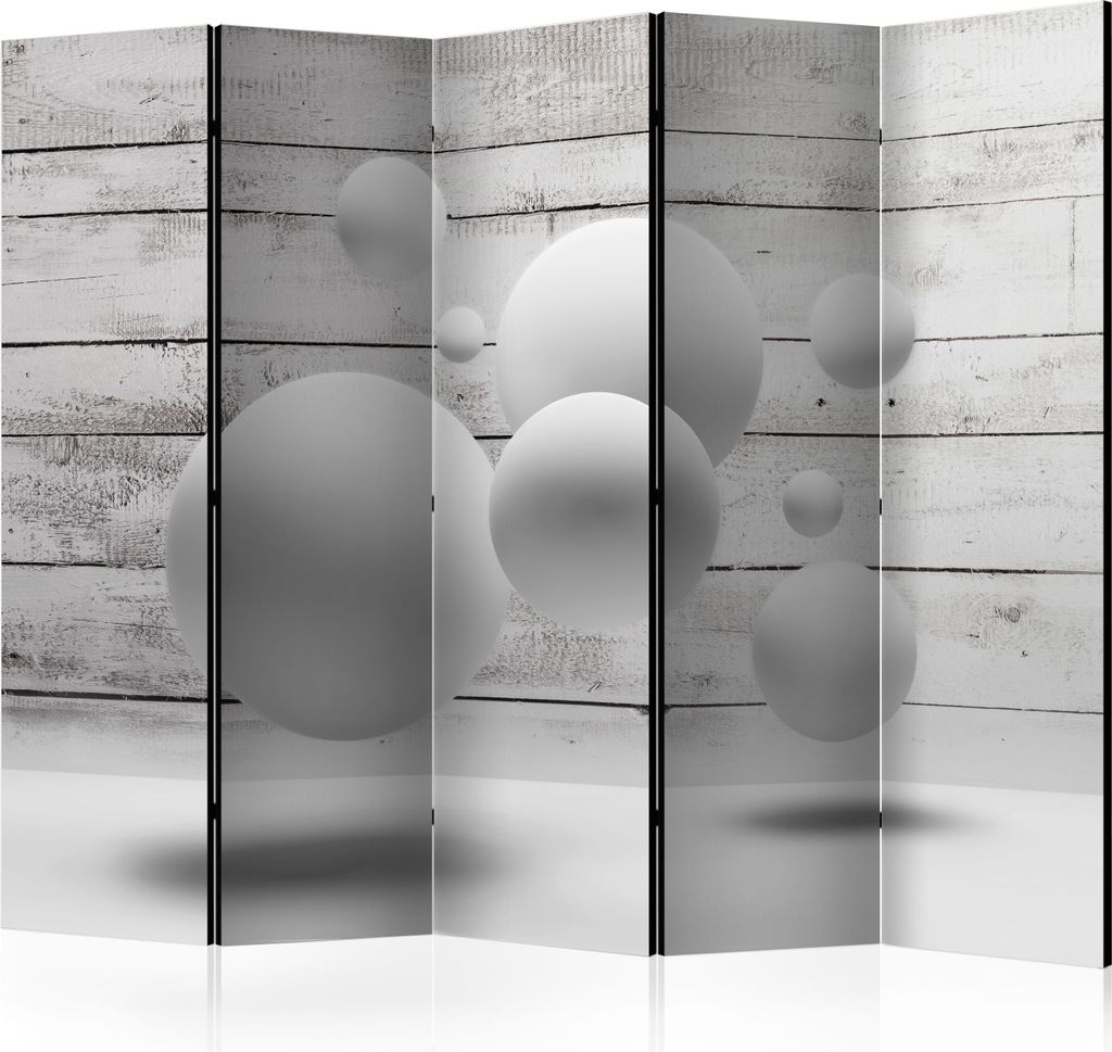 Neuheit! Dekorativer Paravent Raumteiler Trennwand Foto-Paravent Spanische Wand XXL 3D Kugeln Holz 225x172 cm f-A-0322-z-c