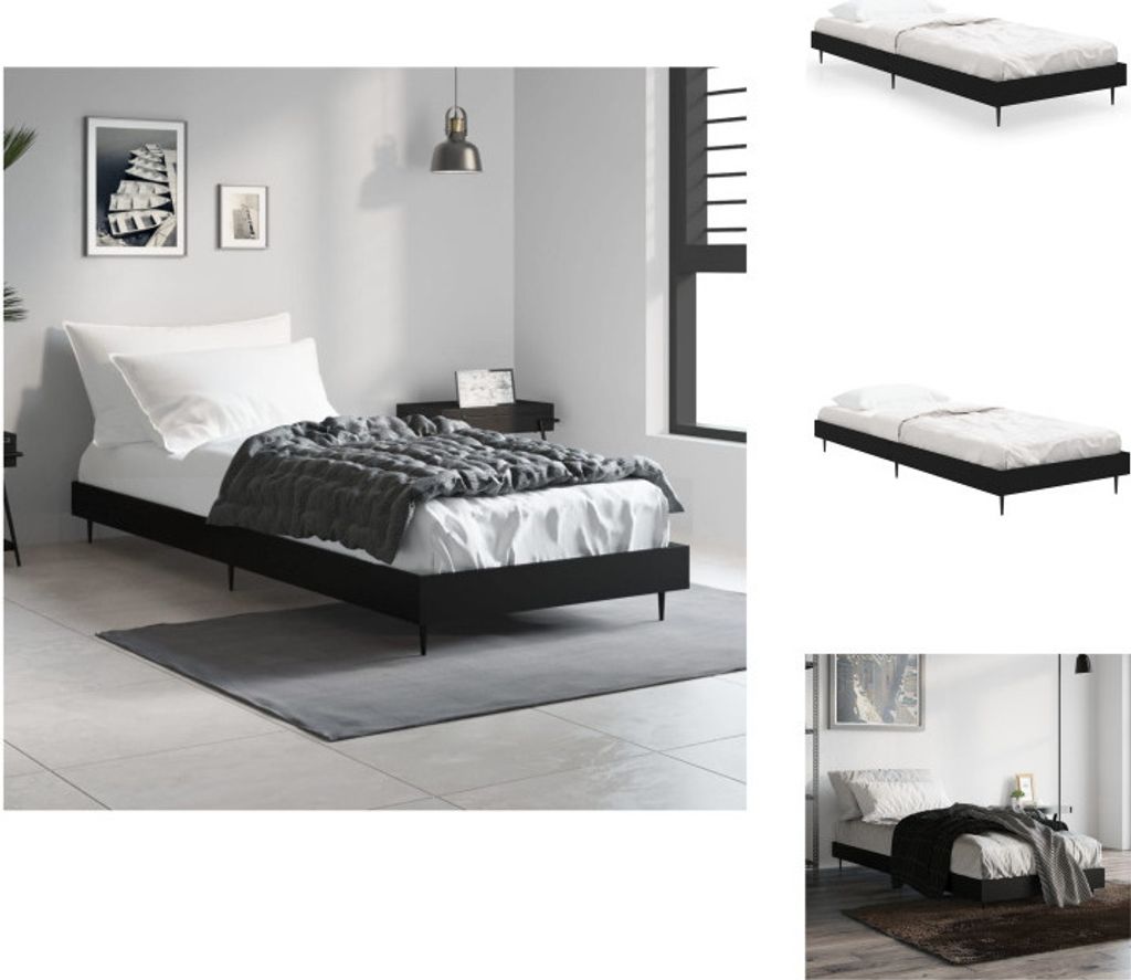 vidaXL Bettgestell Schwarz 75x190 cm Holzwerkstoff - Betten & Bettgestelle