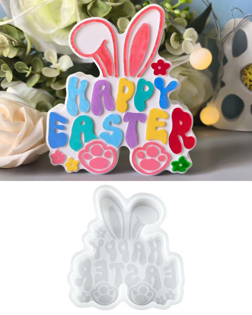 Silikonformen, Gießformen, Osterhase für Buchstaben, Gipsformen für Osterdekorationen