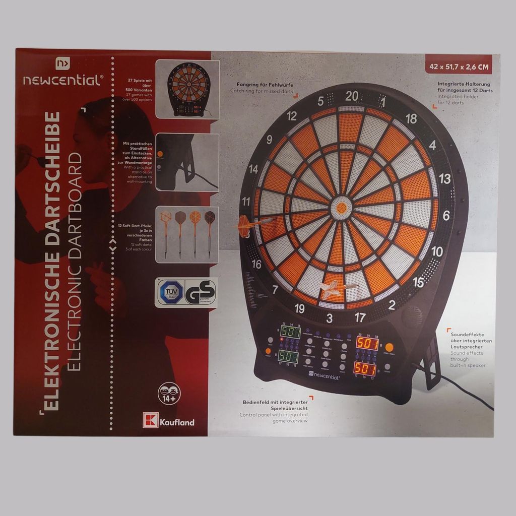 Elektronische Dartscheibe Profi Dartboard 4-LED 12 Pfeile Dartboard 500 Spiele