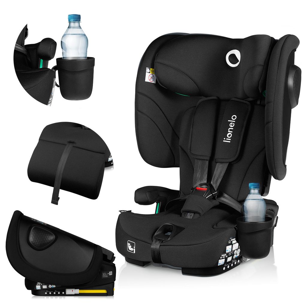 Lionelo Kindersitz Nelly i-Size 76-150 cm Neigungsverstellung der Rückenlehne (4 Stufen), Montage: ISOFIX und Top-Tether-Gurt - Schwarz