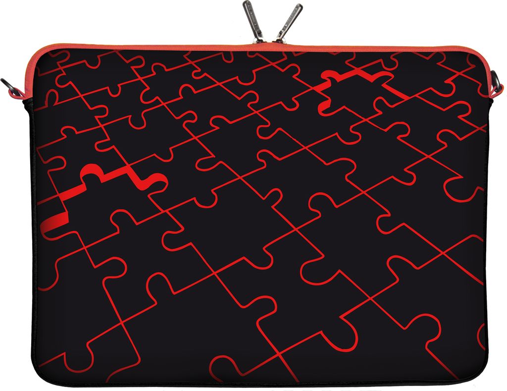 LS110-15 Puzzle Designer Notebooktasche 15,6 Zoll (39,1 cm) aus Neopren Notebook-Hülle Sleeve Tasche Schutzhülle Cover Case Bag rot-schwarz