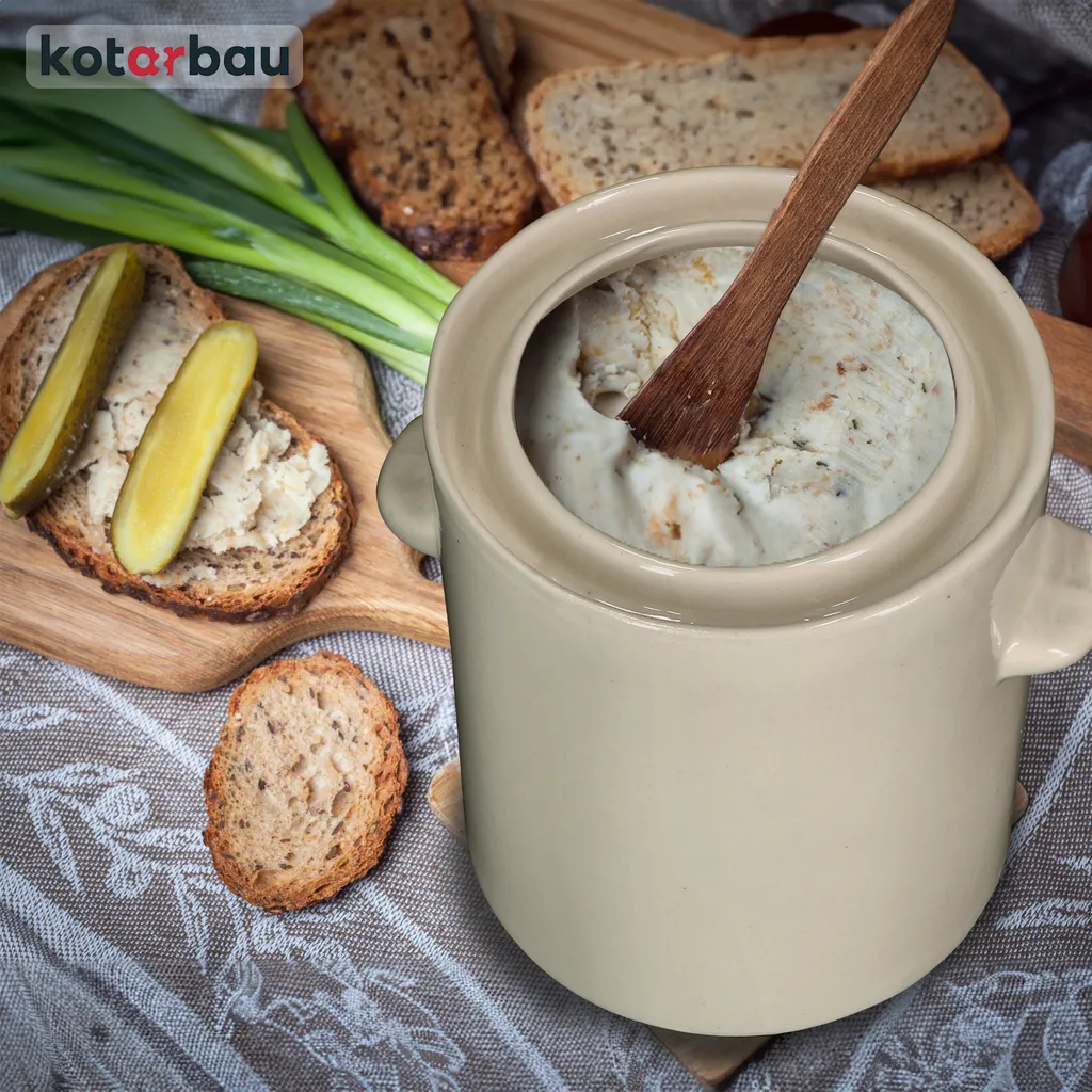 KOTARBAU® Pentola per la fermentazione dei crauti Pentola per crauti da 5 litri in argilla con coperchio Pentola in gres Barile per la fermentazione dei cetrioli Pentola in gres per il rum Pentola per il decapaggio Pentola in pietra Contenitore per kimchi Pentola in gres ceramico - 7