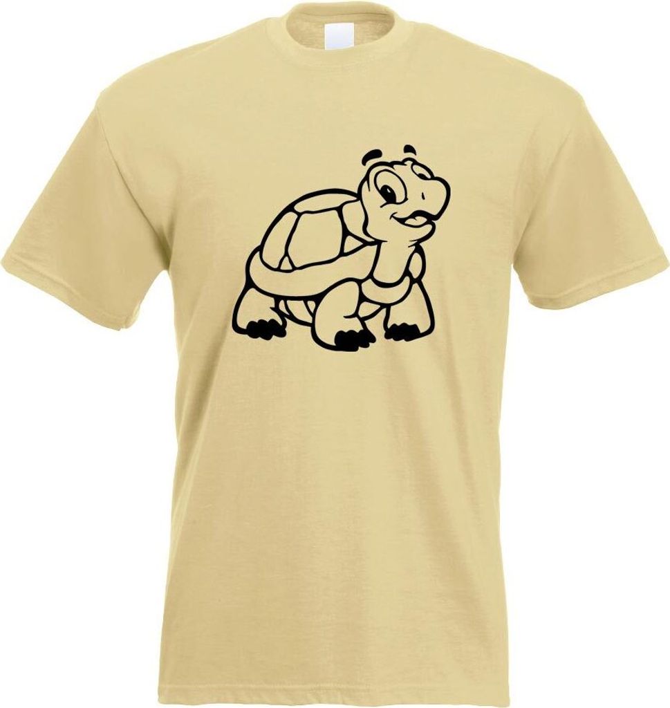 Kiwistar - T-Shirt - Khaki - Schildkröte Motiv Bedruckt Funshirt Design Print - mit Motiv Bedruckt - Funshirt Design - Sport - Freizeit - Herren - L