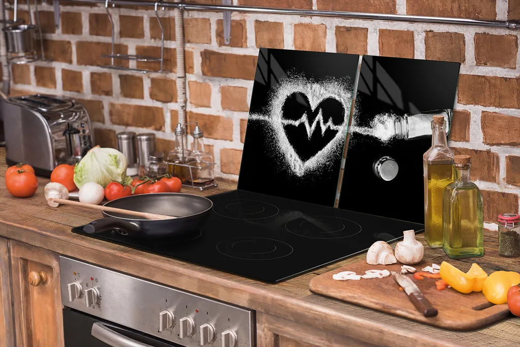 Copri Piano Cottura Vetro 75x52 Cuore Nero | Tagliere Multifunzione - 8