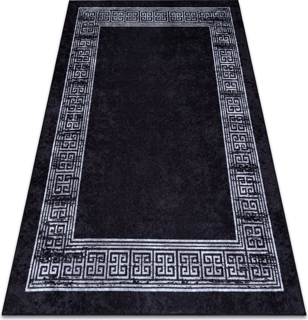 MIRO 51223.807 Waschteppich Marmor, griechisch Anti-Rutsch - schwarz / weiß Schwarz 160x220 cm