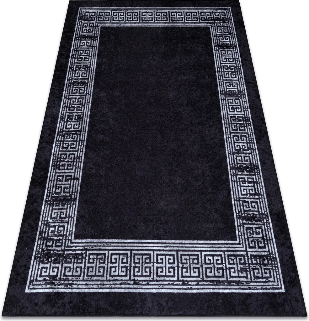 Grand Tapis de Salon Lavable Design Marbre Noir et Doré Chic 200x290cm