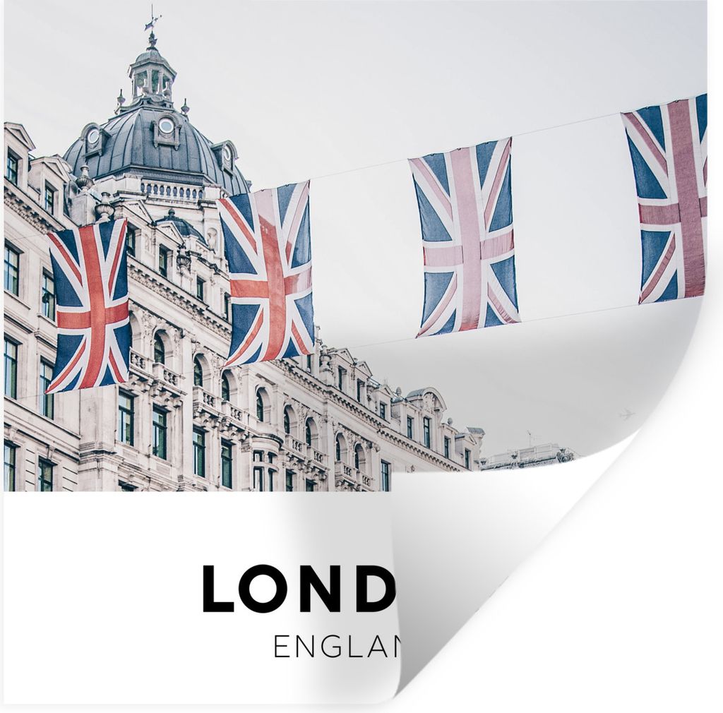 MuchoWow Wandtattoo Wandsticker Wandaufkleber London - Flagge - England 100x100 cm Selbstklebend und Repositionierbar - Wierderverwendbar - Selbs...