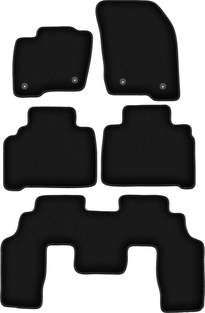Wielganizator Velours-Autoteppiche – passend für Ford S-MAX MK2 (Minivan, Bj. 2015-) – schwarz, passgenau, mit Befestigungen set 5 Stk.