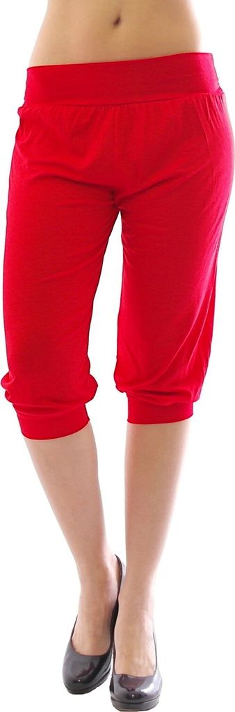 Harem Harems Aladin Pump Hose Capri 3/4 hoher Bund Leggings Leggins Baggy Sommer rot S