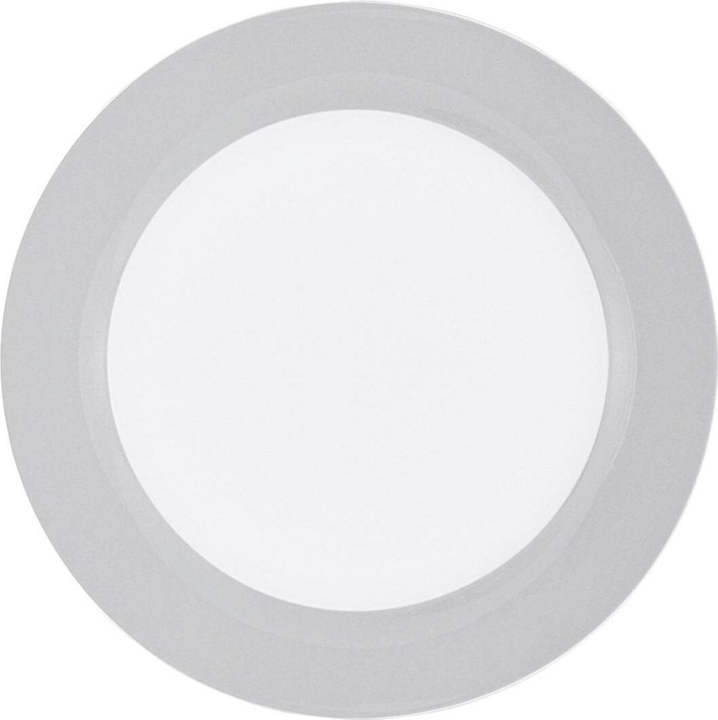 A flat plate with a gray rim on a white background.