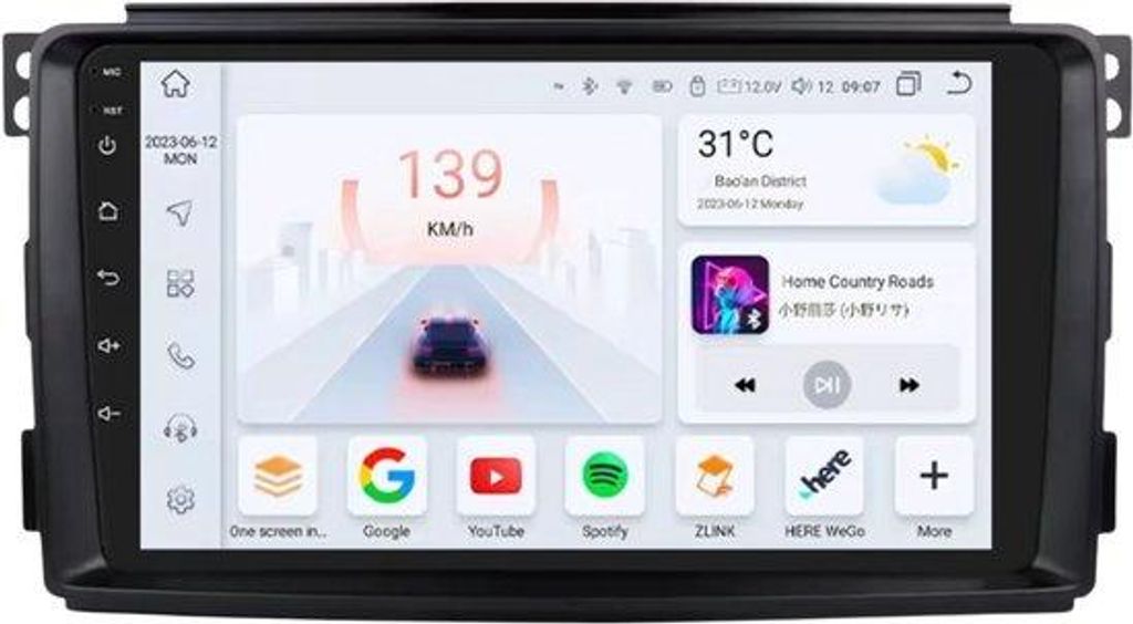 Autoradio mit Bluetooth und CarPlay für Smart Fortwo 451 (2005–2010) – Kompatibel mit Apple und Android – Stereoanlage mit Navigationssystem...