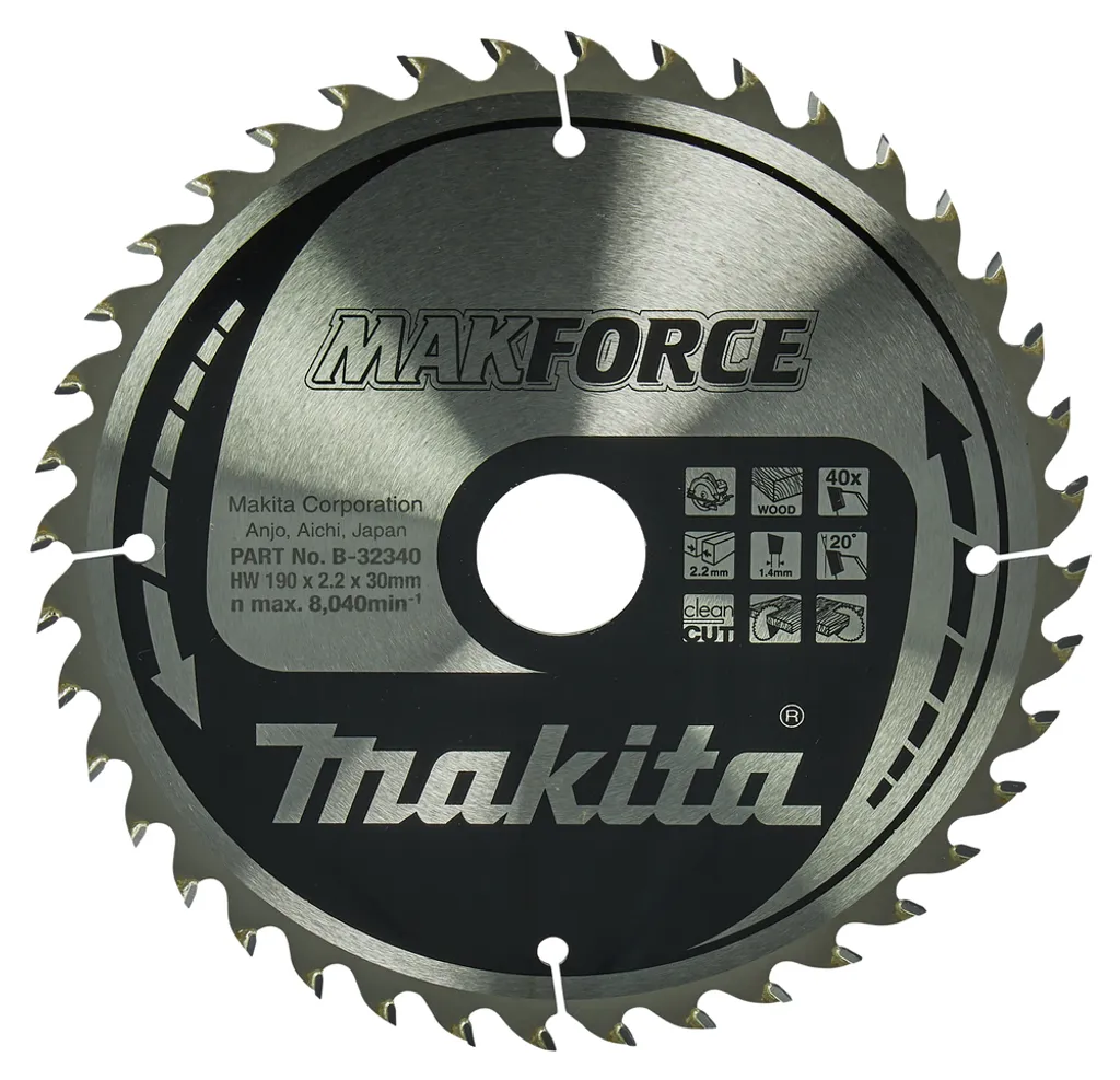 Lama circolare Makita, MAKFORCE 190 x 30 mm - 40 denti - legno