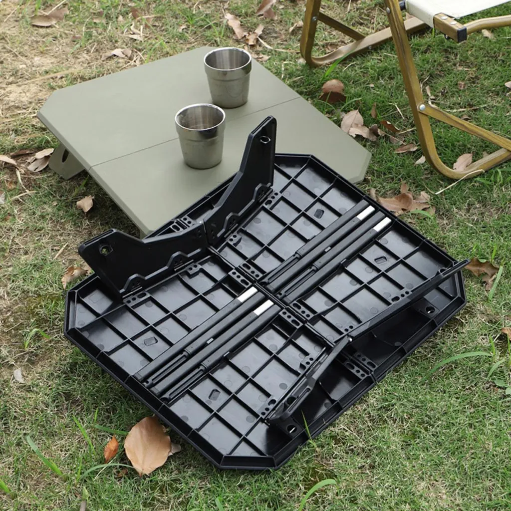 Table de Camping Pliante et Réglable pour Repas Extérieur en Noir - 6