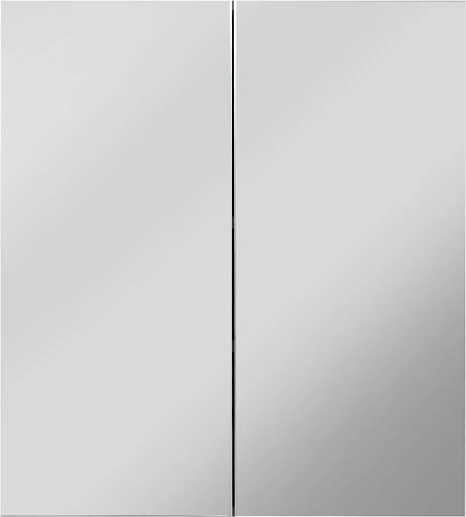 Meuble de rangement salle de bain Line avec miroir argent fumé 2p