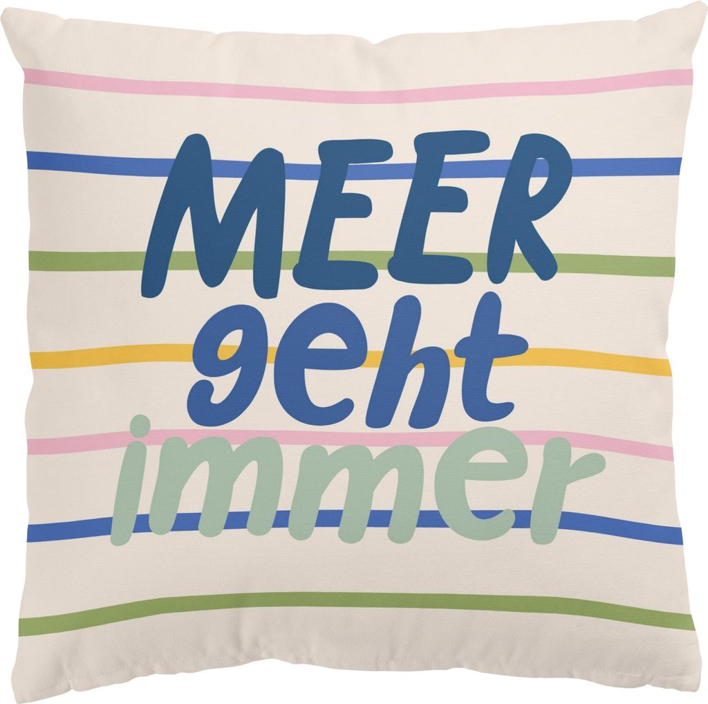 Dekokissen Strand drinnen / Indoor Zierkissen Samt waschbar Streifen pastell Maritim Sofakissen mit Füllung