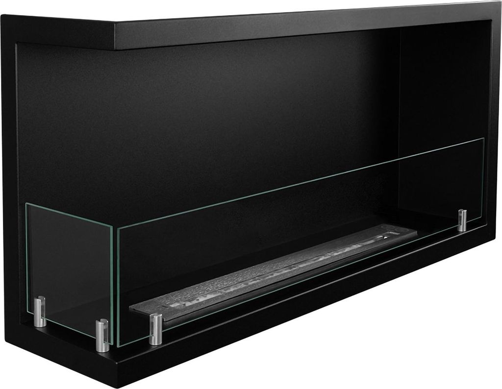 Dmora Bioethanol Kamin Garzeno 90x22x45h cm Schwarz, 1,5 l Kapazität, Heizfläche 30