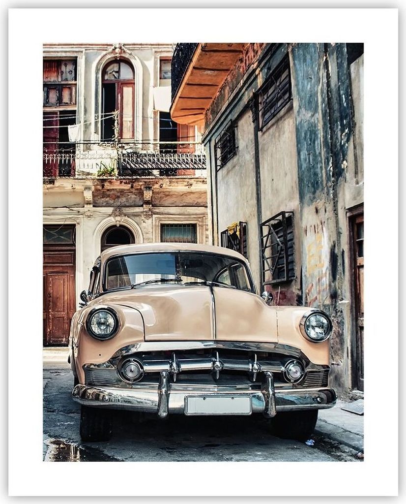 Poster - Poster ohne Rahmen - Kubanisch Auto Mietshäuser - 40x50 cm - Wand Bild - Wanddeko - Wandbilder - Kunstposter - Wandposter - Bilder - Kuns...