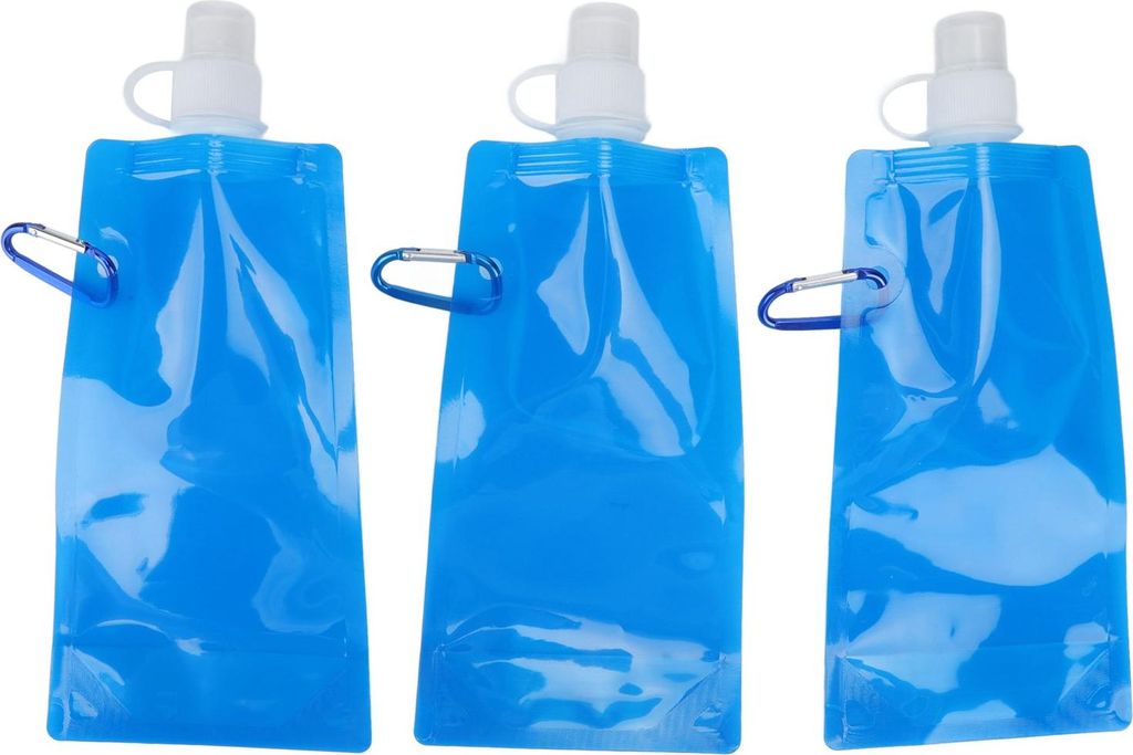 3 Stück 480 ml faltbare Wasserflaschen, tragbare ultraleichte faltbare Trinkflasche mit Verbindungshaken