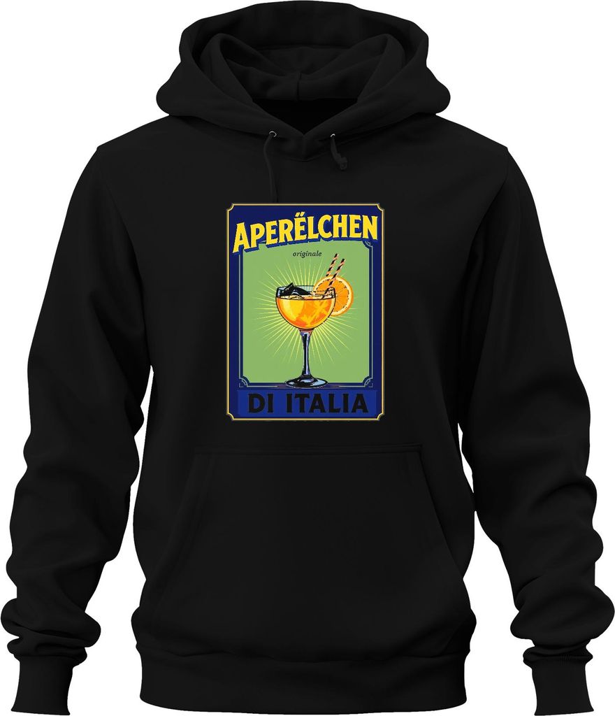 Aperélchen originale Spritz Cocktail Orange Italien Retro Karneval Uni Hoodie Kapuzenpullover, Schwarz, 3XL