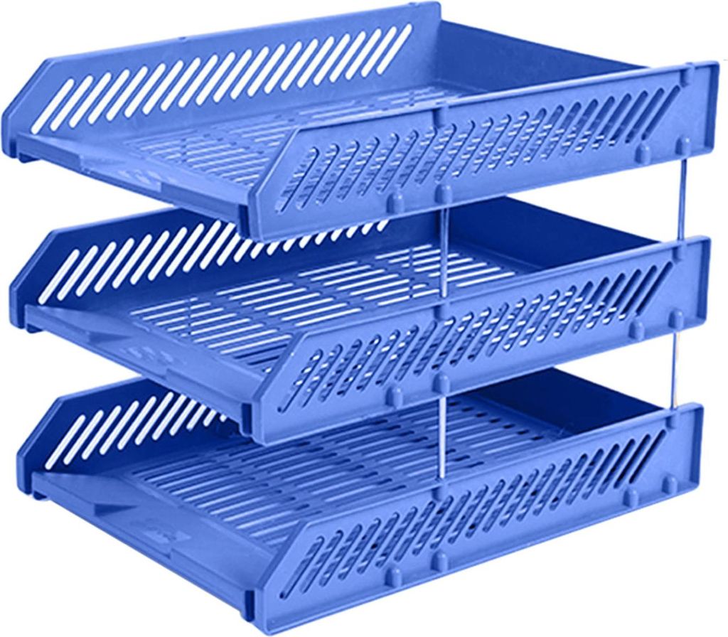 Stapelbare Briefablage mit 3 Ebenen, Schreibtisch-Papier-Organizer, Kunststoff-Akten- und Dokumentenablage, für Zuhause, Büro und Schule