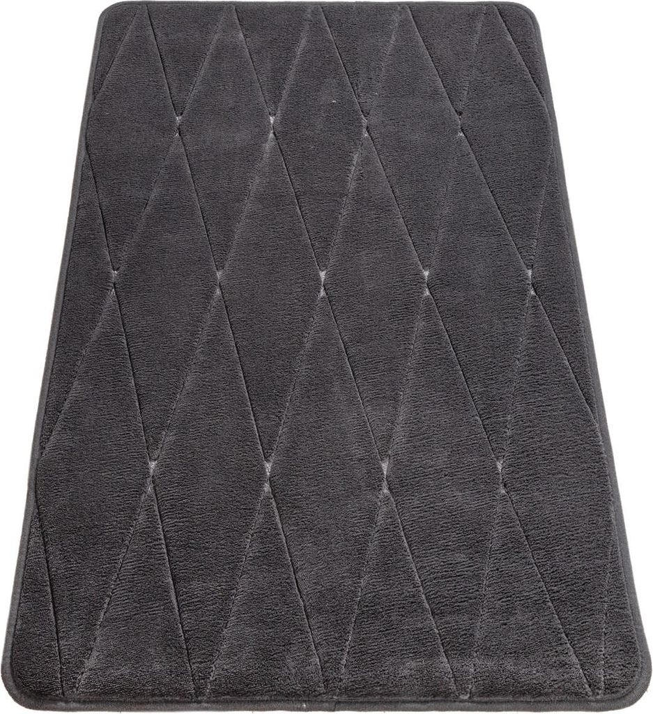 Waschbarer Teppich Badezimmer waschmaschinenwaschbar Geometrisch 3D Flur schmutzabweisend Dunkelgrau Rechteckig 50x80 | 100% Polyester