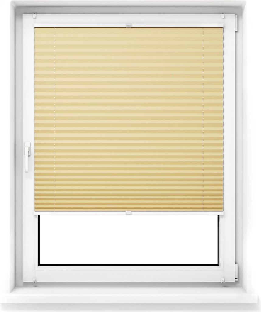 JALOUSIESCOUT Pure Plissee, Premium, Polyester-Stoff, 45 x 180 cm, beige ohne Bohren, blickdicht,Lichtdurchlässig, Diagonale Verspannung