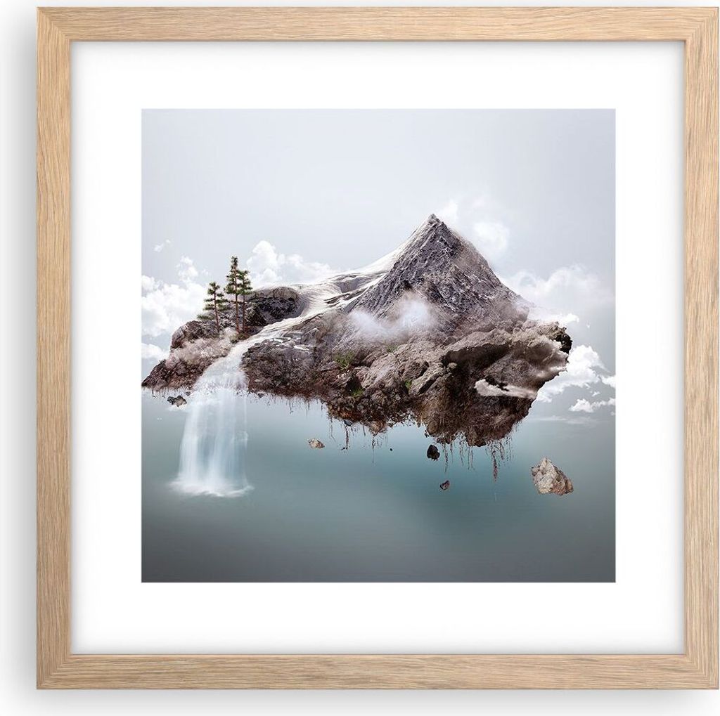 Gerahmtes Poster - Rahmen in heller Eiche - Umwelt Natur - 30x30 cm - Wand Bild - Wanddeko - Wandbilder - Kunstposter - Wandposter - Bilderrahmen -...