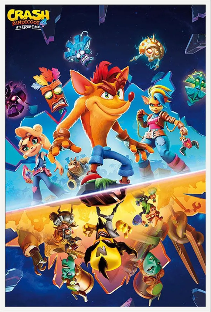 Affiche Crash Bandicoot It's about Time + Cadre Shinsuke Blanc Premium