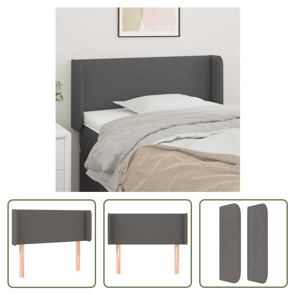 The Living Store Kopfteil mit Ohren Grau 103x16x78/88 cm Produktbild 